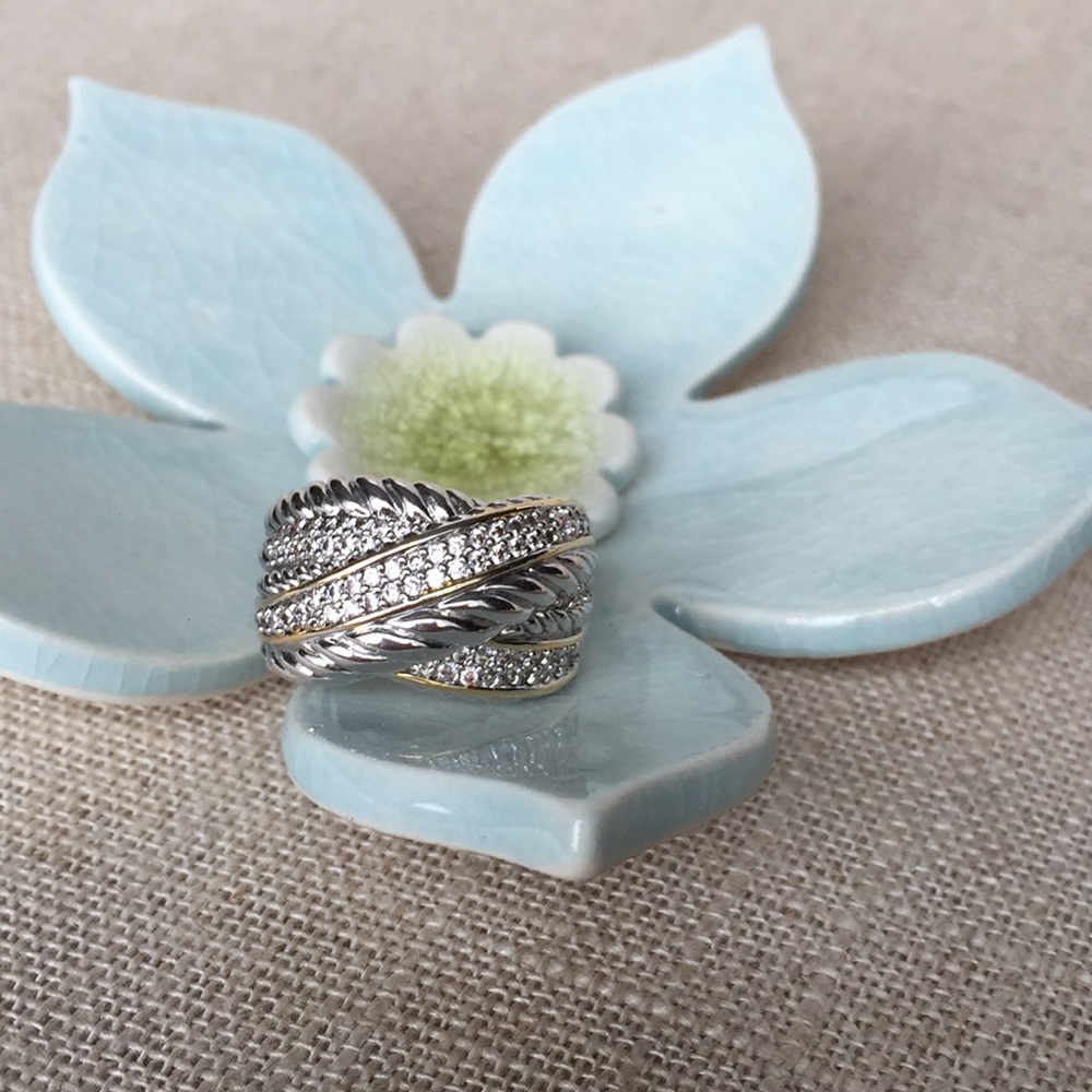 RING SILVER & GOLD WITH SMALL CUBIC ZIRCUNIA